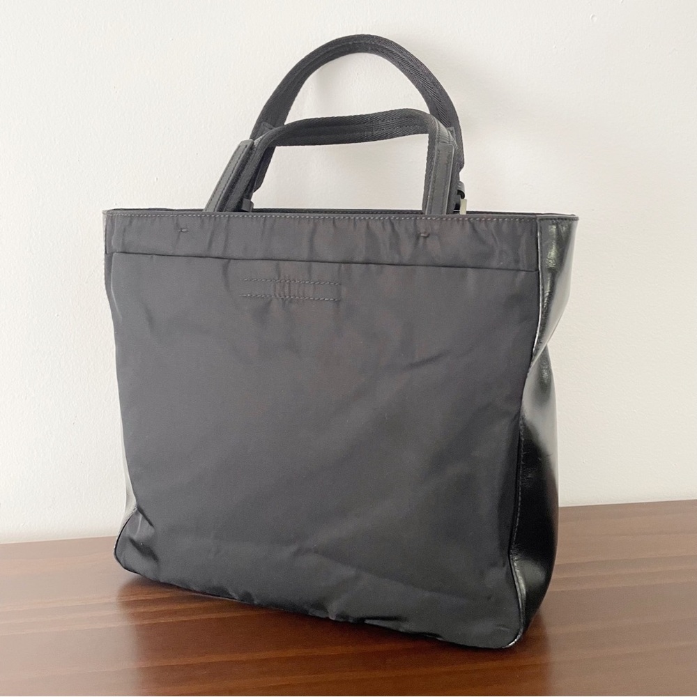 Prada black Tessuto town nylon and leather Y2K zip tote bag vintage - Picture 4 of 13